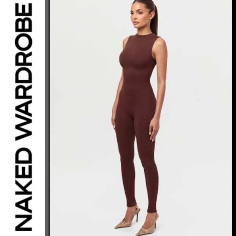 Naked Wardrobe 🤎 the sculpt nw sleeveless jumpsuit - Coco - XS